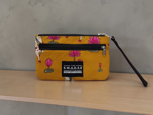 Mustard Lotus Bloom 4-Pocket Wallet