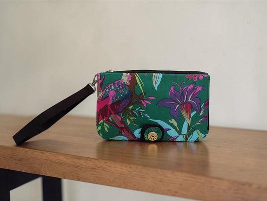 Emerald Bird Garden 4-Pocket Cotton Wallet
