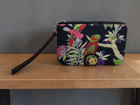 Midnight Parrot Garden 4-Pocket Wallet