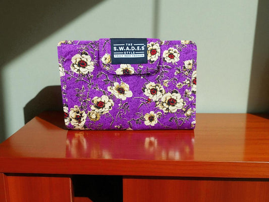 Vibrant Purple Floral 6-Pocket Clutch Pouch