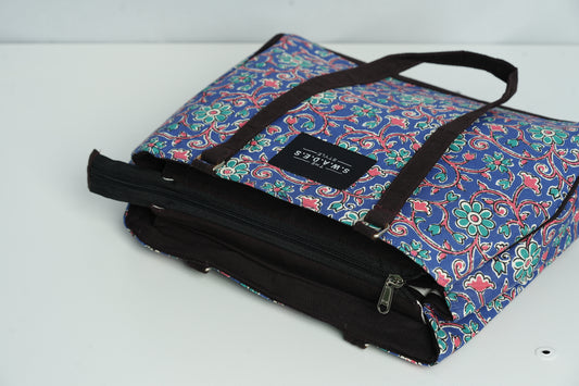 Mehraab Blue 3-Compartment Cabas