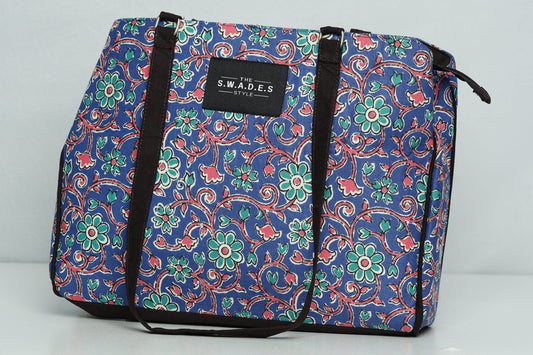 Mehraab Blue 3-Compartment Cabas